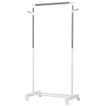 HOMCOM Rollende garderobestander, hoogteverstelbaar, met onderste plank, 4 wielen, Wit