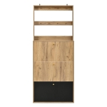 Moderner Schuhschrank mit Haken, höhenverstellbare Trennplatten, kippsichere Konstruktion, 75x24x180 cm, Naturfarbe
