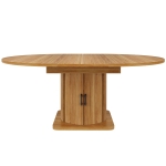 Extendable Dining Table with Space-Saving Round-to-Oval Design, Elegant Convertible Table with Smooth Metal Handle, 118L x 118W x 76H cm, Brown