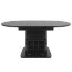 Extendable Dining Table with Hidden Storage and Wine Rack, Multifunctional Folding Table with Removable Shelves, 118L x 118W x 76H cm, Black