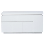 High-Gloss Sideboard with App-Controlled RGB LED Lighting, Freestanding Storage Cabinet with Adjustable Shelves, 140L x 35W x 72.5H cm, White