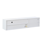 Freestanding TV Cabinet with LED Ambient Lighting and Tempered Glass Display, Modern Lowboard with 3 Doors, 180L x 40W x 45H cm, White