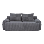 Modular 2-Seater Sofa with Built-In Cup Holder and Side Storage Pocket, Ribbed Corduroy Couch with High-Density Foam, 200L x 99W x 80H cm, Dark Gray