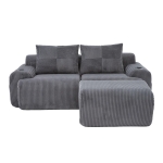Modular 2-Seater Sofa with Foam-Filled Plush Seats, Dark Grey Corduroy Couch with Built-In Cup Holder, 200L x 174W x 80H cm, Dark Gray