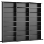 HOMCOM Mueble de almacenaje 1 032 CDs / 594 DVDs, estantería multimedia, 24 compartimentos y 18 estantes ajustables, negro