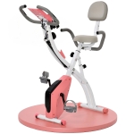 HOMCOM hometrainer fietstrainer hometrainer LCD display inklapbaar verstelbaar roze+wit