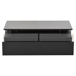 High-Gloss 3-Tier Coffee Table with Removable Tray, Sturdy Center Table with App-Controlled LED Lights, 90L x 45W x 35.5H cm, Black
