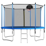 Trampolin Outdoor, verstärkten Beintraversen, doppelt gepolstertem Sicherheitsnetz, 366x366x256 cm, Blau