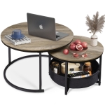 Couchtisch 2er-Set, flexibles 2‑in‑1-Design, modernes Design, 80x80x48.2 cm, Eichenfarbe