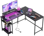 2-in-1 Gaming-Schreibtisch, wandelbar als L- oder I-Form, erhöhte Monitorablage, 140x50x87.5 cm, Schwarz