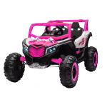 12V Elektro-Kinderfahrzeug 2‑Sitzer, Front-/Heck-Stoßdämpfung und Schaukel-Funktion, 111x70x63 cm, Rosa+Weiß