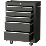 HOMCOM Chariot à outils sur roulettes, Servante d'atelier en acier 5 tiroirs verrouillable 2 clés, 61,5 x 33 x 82,5 cm, noir