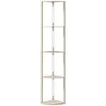 HOMCOM Lampadaire sur Pied Salon, Lampadaire avec Étagères d'Angle à 4 Niveaux, Lampe LED Dimmable, 41x29,5x163,5cm, Chêne