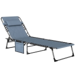 Outsunny Sonnenliege, Faltbare Gartenliege, Klappliege mit Kissen, 5-stufige Rückenlehne, Oxfordstoff, 188 x 57 x 30 cm, Grau