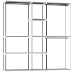 HOMCOM Armario de Ropa 182x43x185 cm Armario Abierto con 8 Estantes de Tela Barras para Colgar Marco de Metal Gris Claro