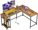 2-in-1 Gaming-Eckschreibtisch, hochwertiger Tischplatte, flexibel als L‑Form oder I‑Form aufbaubar, 152x50x87.5 cm, Braun