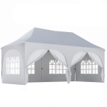 Outsunny Carpa Plegable 6x3 m Pop-up con 6 Laterales Desmontables Altura Ajustable y Bolsa de Transporte Gris Claro