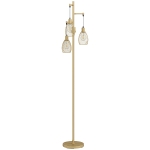 HOMCOM 170.5cm Industrial Dimmable Standing Lamp, 3-Light Floor Lamp with Steel Wire Cage Lampshades, Gold Tone