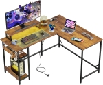 2‑in‑1 Gaming‑Eckschreibtisch, wandelbar zwischen platzsparender L‑Form und langer I‑Form, 140x50x87.5 cm, Braun