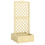 Outsunny Jardinière avec Treillis Carré Potager Bois Pliable Double Bac à Fleurs pour Plantes Grimpantes 73 x 70 x 170 cm Naturel