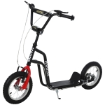 HOMCOM Patinete Infantil de +5 Años con Manillar Ajustable en Altura y Estructura de Acero Carga 100 kg 120x58x75-80 cm Negro
