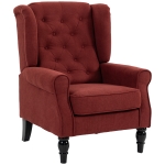 HOMCOM Sillón de Dormitorio en Terciopelo Efecto Hielo con Asiento Amplio y Patas de Madera de Eucalipto Rojo Vino