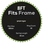 SPORTNOW Trampoline Replacement Mat with Spring Pull Tool, 42 V-Hooks, for 8ft Trampoline using 14cm Springs, Green