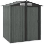 Outsunny Magazie de Grădină pentru Unelte din Oțel cu Acoperiș Înclinat și 4 Guri de Aerisire, 152x132x188 cm, Gri