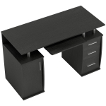 HOMCOM Scrivania per computer con vassoio tastiera e 3 cassetti, 120x55 cm, nero