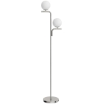 HOMCOM LED Floor Lamp, Modern Standing Lamp with 3 Colour Temperatures, Globe Glass Shades and Foot Switch, Silver Tone