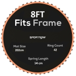 SPORTNOW Trampoline Replacement Mat with Spring Pull Tool, 42 V-Hooks, for 8ft Trampoline using 14cm Springs, Orange