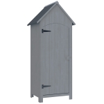Outsunny Căsuță pentru unelte din lemn cu 3 rafturi și acoperiș impermeabil din bitum, 77,5x54,2x179,5 cm, gri