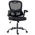 HOMCOM Cadeira de Escritório Ergonômica Cadeira de Escritório em Malha Apoios de Braço Rebatíveis Altura Ajustável Função de Balanço Preta