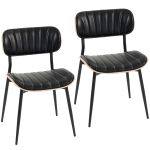 HOMCOM 2er-Set Esszimmerstühle, Stühle ohne Armlehnen, geschwungene Rückenlehne & PU-gepolsterte Sitzfläche, Schwarz