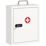 HOMCOM Wall Mount Medicine Cabinet with Combination and Key Lock, 3 Tier Steel First Aid Cabinet, White