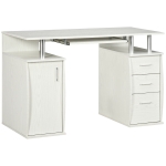 HOMCOM Scrivania per computer con piano tastiera e 3 cassetti, 120x55 cm, bianco