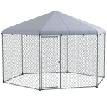 PawHut Enclos poulailler extérieur 10 m² parc grillagé 400 x 346 x 263 cm - espace couvert - 10-15 poules