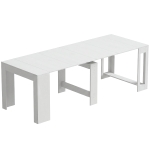 HOMCOM Mesa Extensível Conversível em Consola para 10 Pessoas 240x90x78 cm Branco