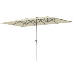 Outsunny Sombrilla Doble 4,5x2,6 m Sombrilla Terraza Exterior con Manivela Impermeable y Protección UV50+ Crema
