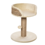 PawHut Arranhador para Gatos Pequeno 49 cm com Poste em Juta, Cama e Bola Pendente, 40x40x49 cm, Bege