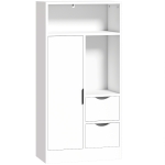 HOMCOM Armario de Baño con 2 Cajones Compartimento Abierto y Estantes Ajustables para Espacio Pequeño 50x25x100 cm Blanco