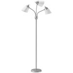 HOMCOM Arc Tree Floor Lamp with 3 Adjustable Rotating Lights, Industrial Standing Lamp with Steel Frame, Silver Tone