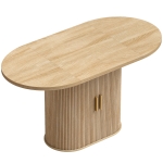 HOMCOM Mesa de Comedor Ovalada para 6 Personas con Tablero Grueso Puertas Correderas Tipo Persiana 6 Compartimentos Roble