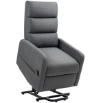 HOMCOM Elektrische Relaxstoel met Opstaanhulp, Afstandsbediening, Zacht Schuim, Zijvak, Bekleding in Linnenlook, Grijs