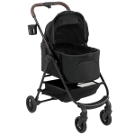 PawHut Dog Stroller, 3 in 1 Foldable Pet Stroller for Small Puppy Cat with Detachable Travel Carrier, Storage Basket, Black