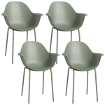 Outsunny Gartenstuhl 4er-Set, mit Rückenlehne/Armlehnen, wetterfest, bis 120 kg, Kunststoff/Metall, Grün