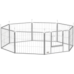 PawHut Haustiergehege, Hundezaun, Haustierspielplatz, flexibel anpassbar, rostfreier Stahl