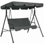 Outsunny Hollywoodschommel, Tuinschommel, 3-zits Schommelbank met Dak, Staal, 172 x 110 x 153 cm, Grijs