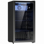 HOMCOM 90L Drinks Fridge, 139 Can Under Counter Freestanding Beer Fridge with LED Light