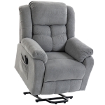 HOMCOM Fauteuil met opstahulp, massagefunctie en lendenverwarming, recliner met afstandsbedieningen en zijvakken, lichtgrijs